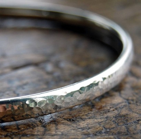 Handcrafted Scottish jewellery - Solid silver hammered bangle Handcrafted Scottish jewellery - Solid silver hammered bangle